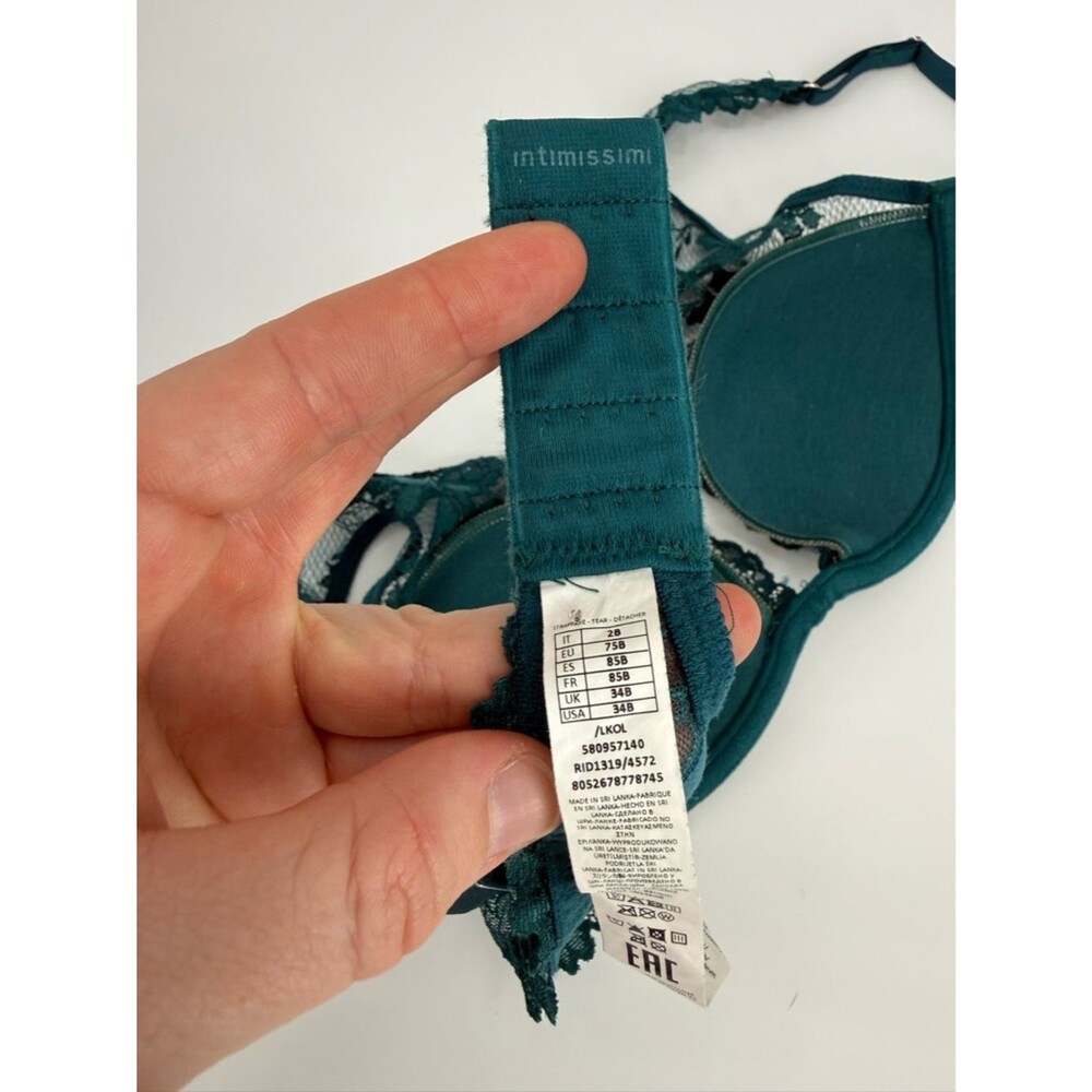 Intimissimi Pretty Flowers Elena Balconnette Bra | Teal/Emerald | Size 34B - Picture 8 of 11
